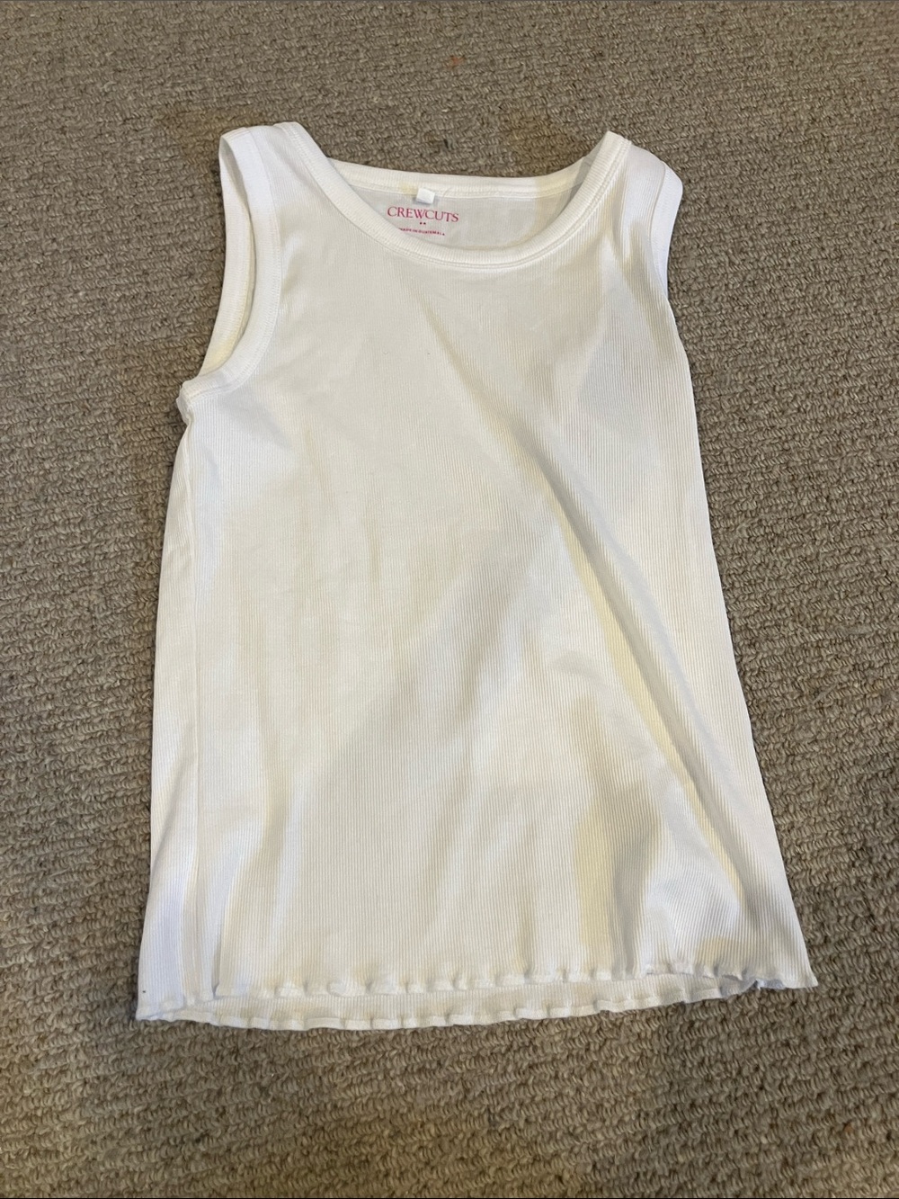 Crewcuts White Ribbed Girls Tank Top